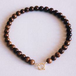 Natuursteen kralenketting XL - donkerbruin