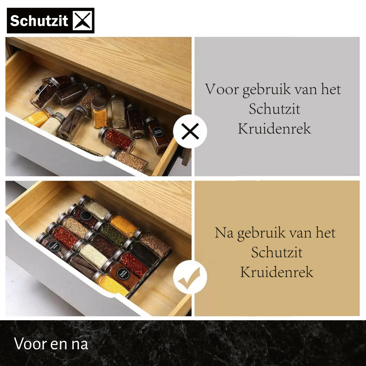 Kruidenrek liggend voor lade