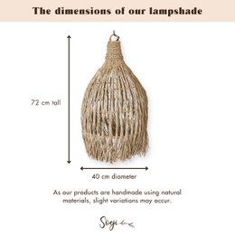Seagrass Loftslampe – Boho Lampeskærm Pendel – Naturlig hængende Lampe – Stor tragtformet Seagrass Lampeskærm LAMPUNG (Ø 40 cm)