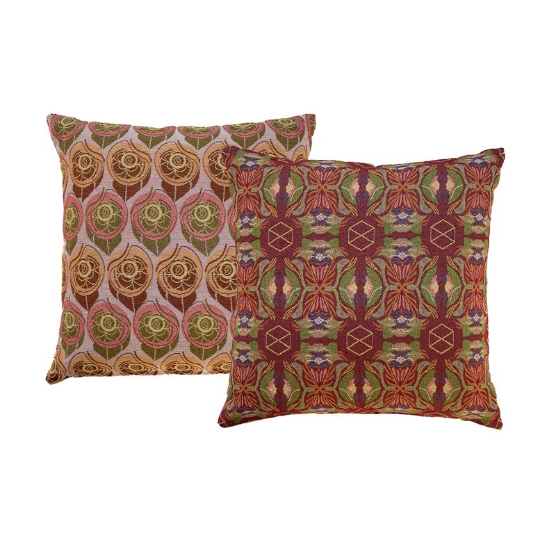 Coussin NIN-NIT Roses Classiques | 100% coton tissé | décoratif avec imprimé fleurs, roses et feuilles | rouge | Bordeaux | lilas | rose | vert | orange | multicolore | 50x50cm