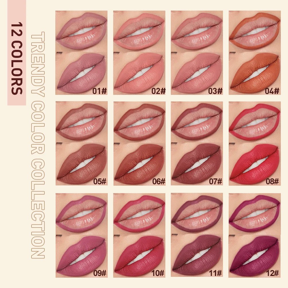 QIBEST 2pcs Lipstick Lipliner Pen Set Matte Fluwelen Lip Liner Potlood Contour Make-Up Sexy Rode Lip Stick Langdurige cosmetica