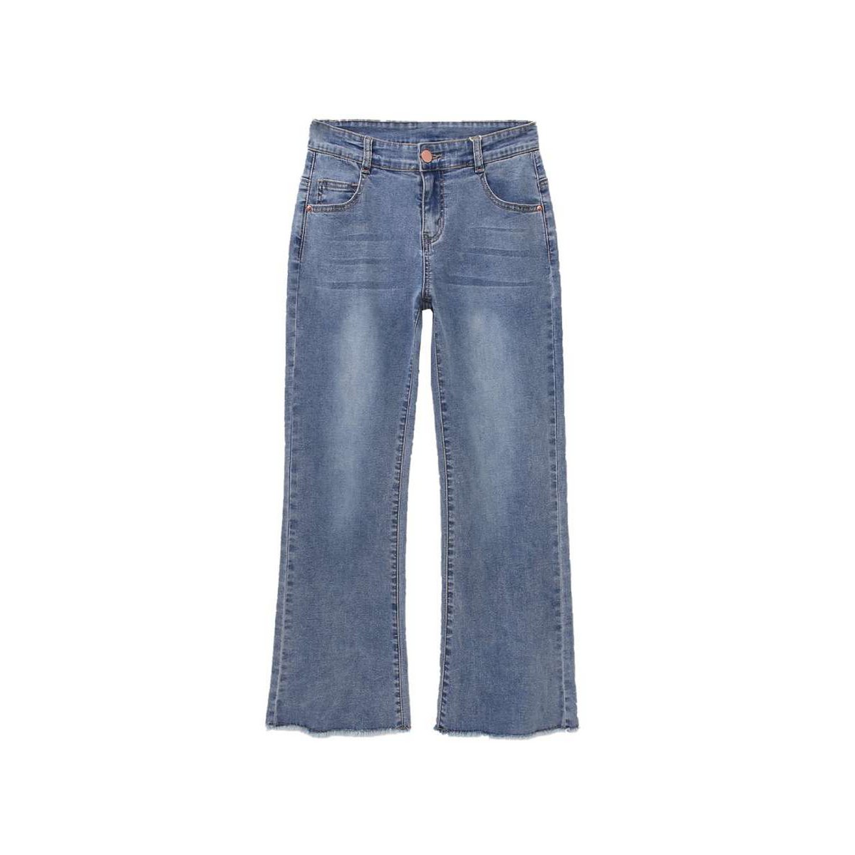 Girl's jeans in blue with frayed hems F01-21200015