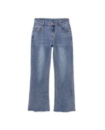 Pantalón vaquero de niña en color azul con bajos deshilachados F01-21200015
