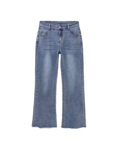 Mädchenjeans in Blau mit ausgefransten Säumen F01-21200015