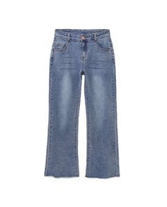 Mädchenjeans in Blau mit ausgefransten Säumen F01-21200015