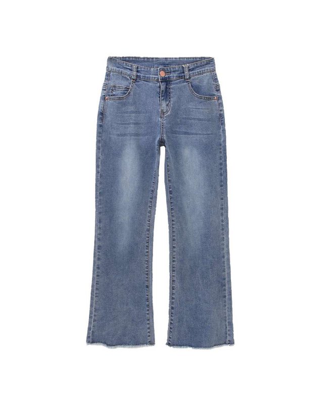 Girl's jeans in blue with frayed hems F01-21200015