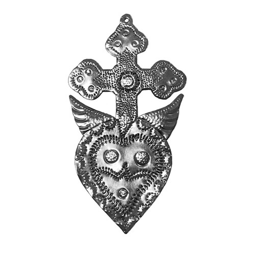 Kitsch Kitchen Folclorico decoration tin heart with cross
