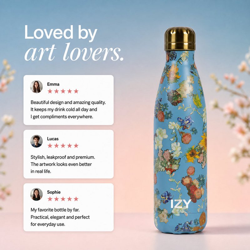 IZY Thermos Bottle Vincent's Flowers - 500ML To-Go Insulated Water Bottles