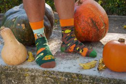 Calabazas calcetines | Calcetines de otoño con espantapájaros - calcetines casuales que no coinciden