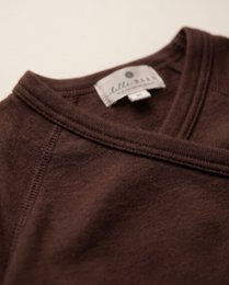 Woolen Wrap romper long sleeves - Merino wool - Chocolate fondant
