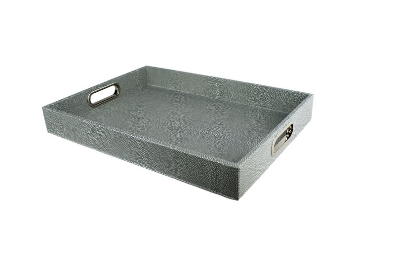 Comprimé rectangulaire avec poignées en acier inoxydable rayons en cuir bleu