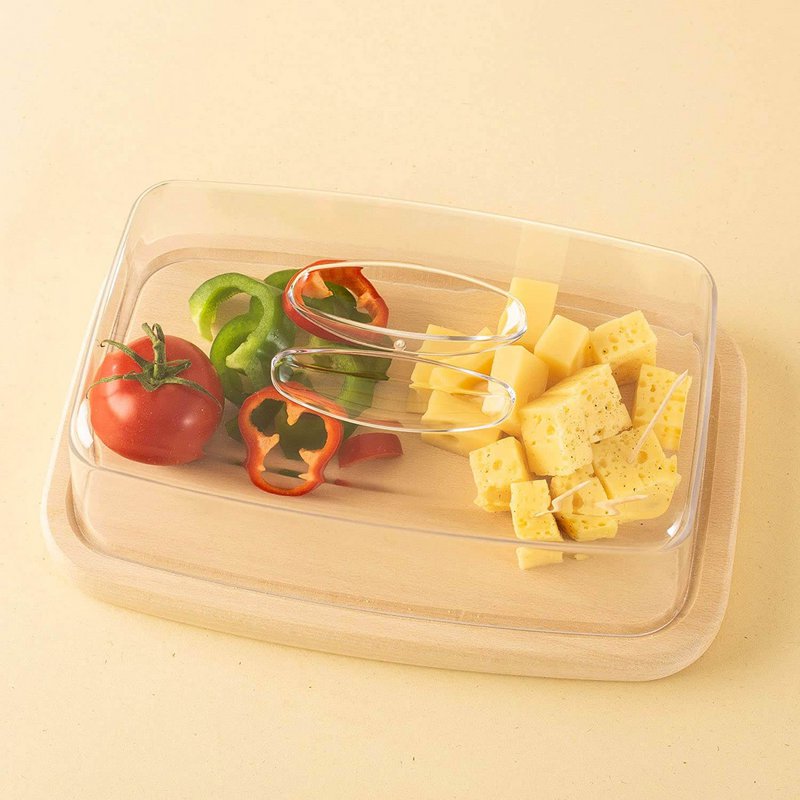 Tagliere in legno con coperchio - Copriformaggio 28 x 18 cm