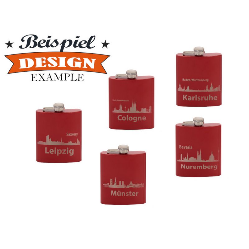 Metalen heupfles, rood, 200ml