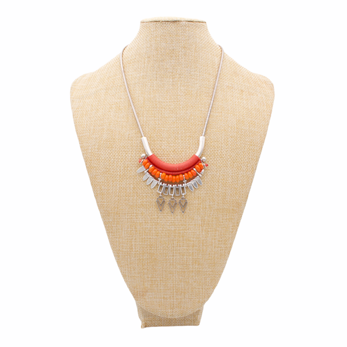 ANDES collana a catena in argento con perle di corallo e arancio