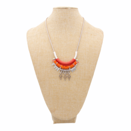 ANDES collana a catena in argento con perle di corallo e arancio