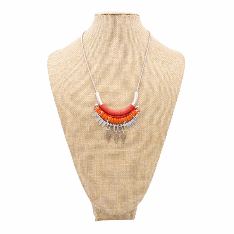 ANDES collana a catena in argento con perle di corallo e arancio