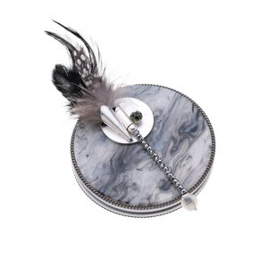 Make-up mirror real feather beads