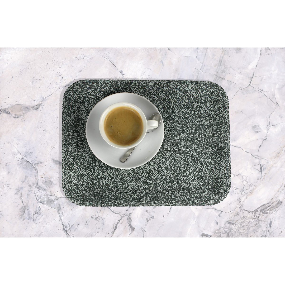 Tablette plate grande plateau de service en cuir synthétique en cuir bleu