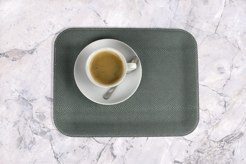 Tablette plate grande plateau de service en cuir synthétique en cuir bleu