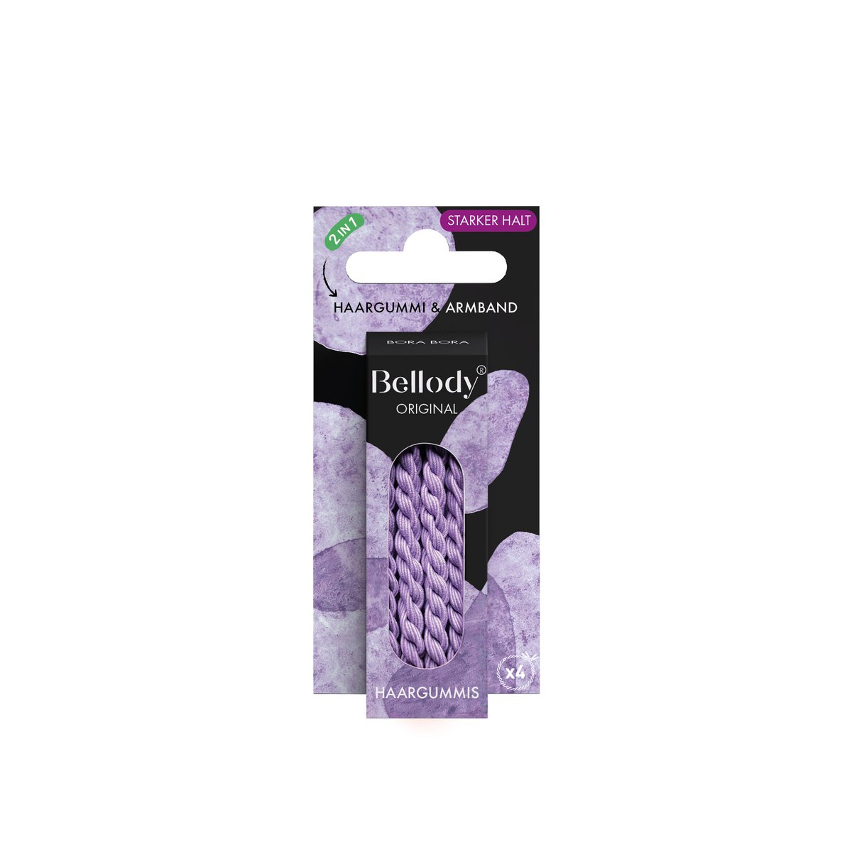 Haargummis Violett - Bellody®(4 Stk.) - Stylisch geflochtene Haargummis