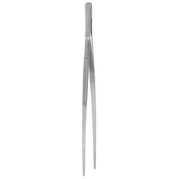 Stainless steel kitchen tongs, 30 cm long, for serving and handling food.