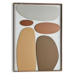 Abstract art print with soft earth tones, beige, tan, brown organic shapes and curves.