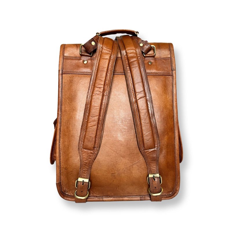 Large Capacity Leather Backpack Vintage Brown MIRA