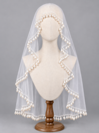 Romantic Teardrop Pearl Fringe Bridal Wedding Veil