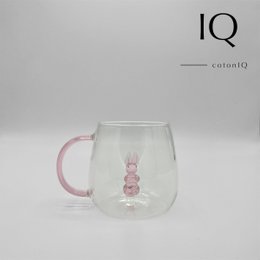 Szklany kubek z 3D figur-rabbit-380 ml
