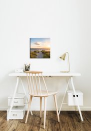 Stretcher frame 35x35 cm, wall art, wooden frame, canvas, landscape, sunset, beach, path, nature