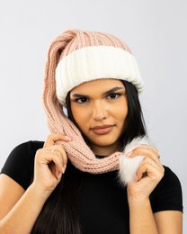 Santa hat - Pink with white brim coarse knit