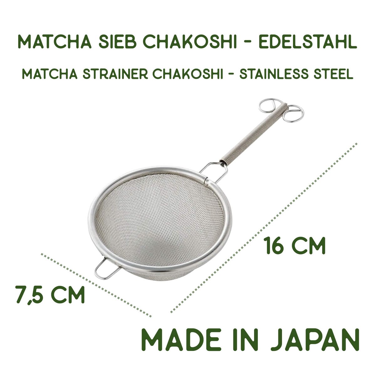 Matcha theezeefje Chakoshi gemaakt van roestvrij staal