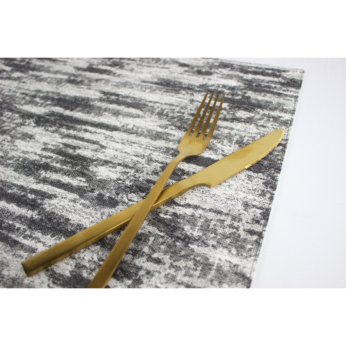 Tischset 6 Set rechteckig Kunstleder Leinen grau braun