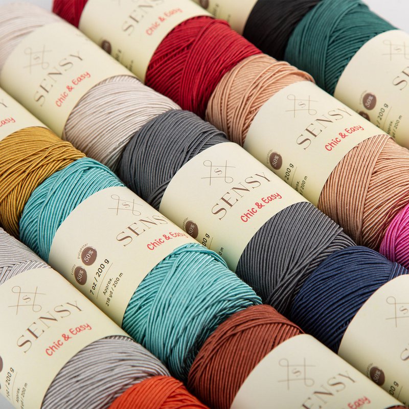 Sensy Premium Chic & Easy 1,5 mm 218 iarde 50% cotone 50% poliestere Corda per borsa all'uncinetto Filo per uncinetto