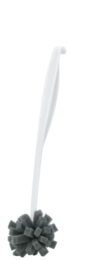 A white kitchen sponge with a gray scrubbing pad attached.