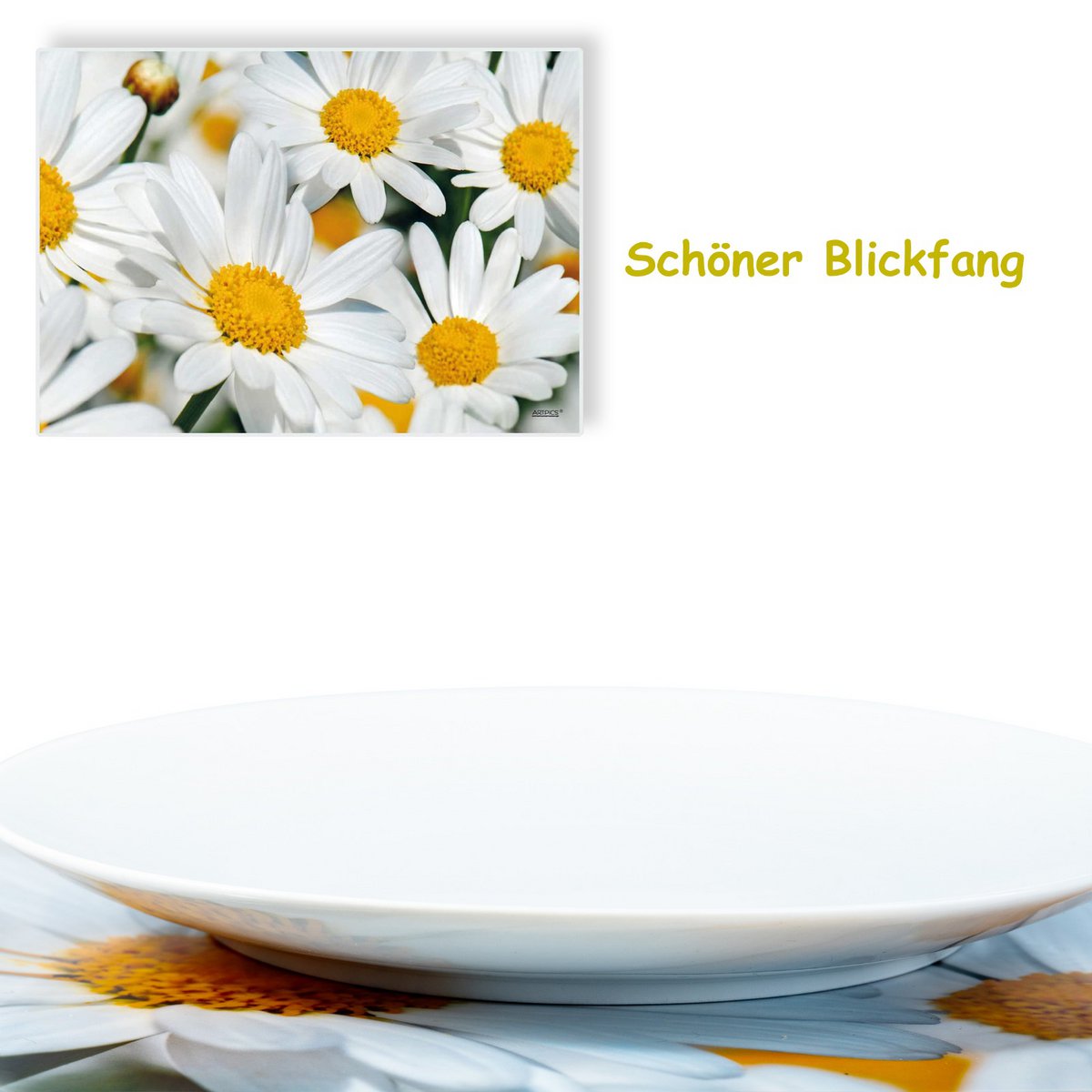 Sets de table Artipics Marguerites blanches 4 pièces sets de table lavables en plastique chacun 42 x 30 cm sets de table printemps frais décoration de table cuisine/salle à manger/invités