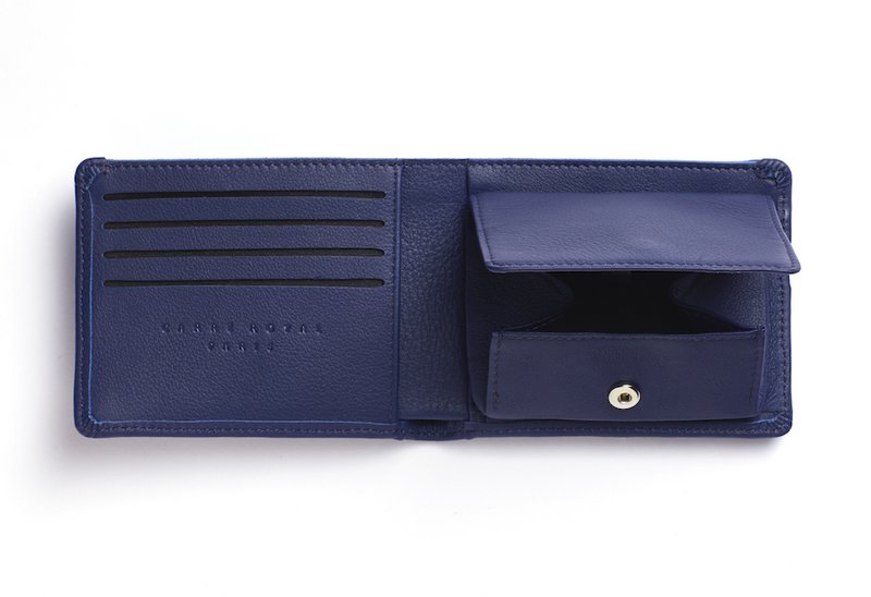 Portafoglio minimalista blu scuro con copia tasca portamonete