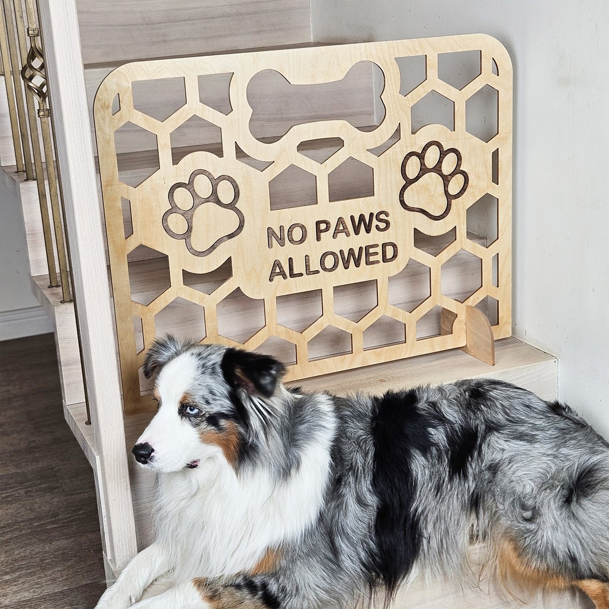 Porta per cani in legno autoportante, barriera per animali domestici senza traforo per porte, corridoi e scale