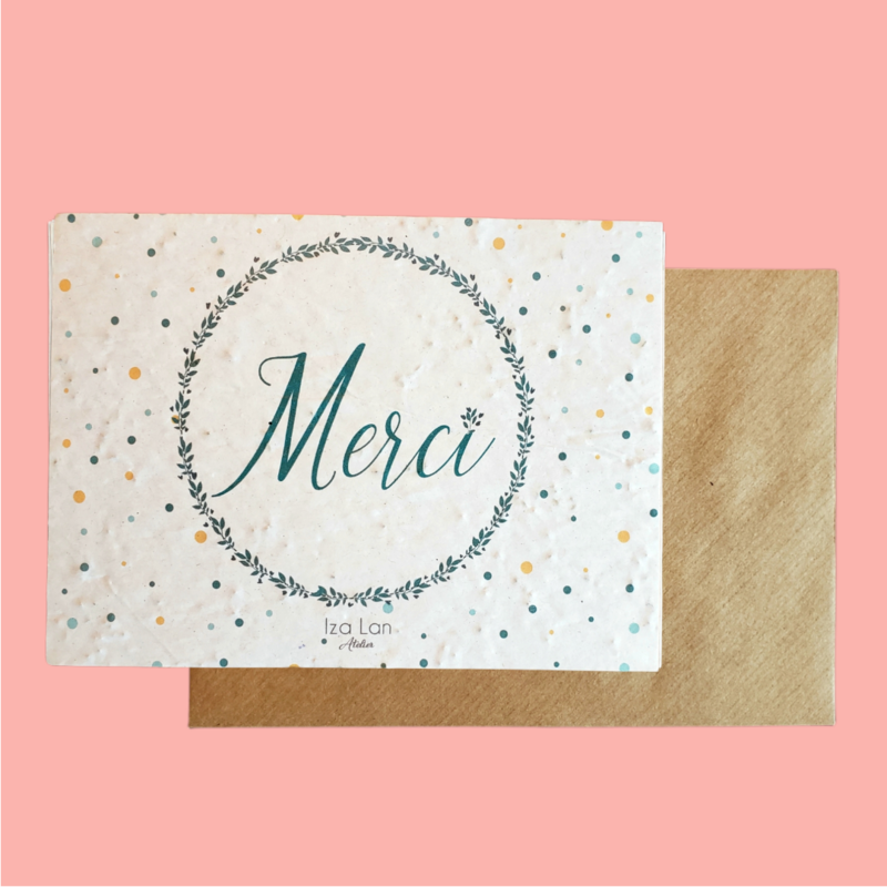 Tarjeta plantable Gracias tema confeti