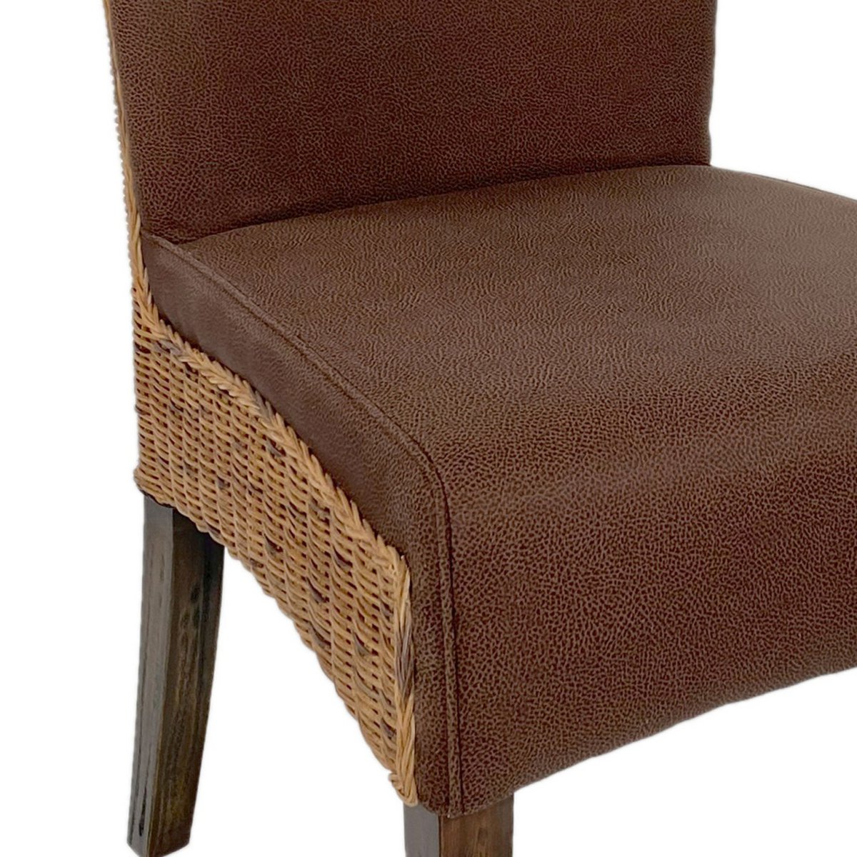 Rattan chair dining room bilbao with handle brown