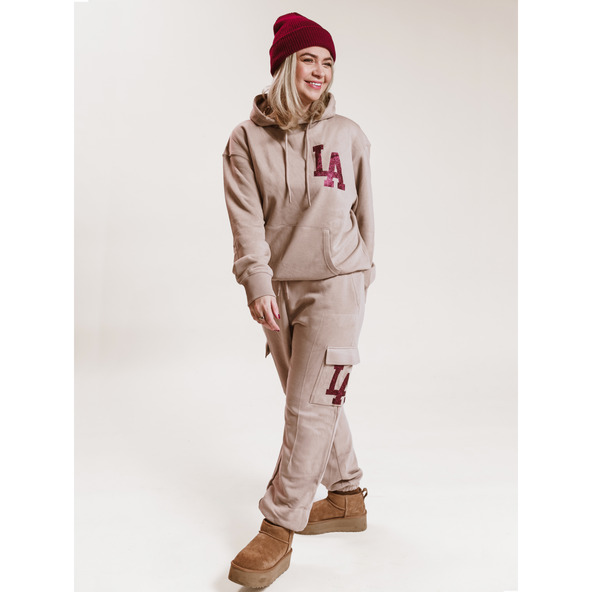 Limited Hoodie Lounge Los Angeles Bordeaux Glitter Chest Velvet Copy