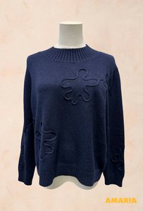 Langarmpullover mit abstrakten Reliefmustern
