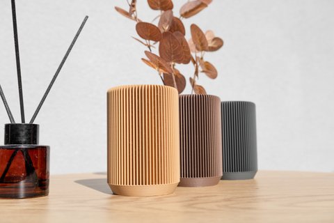 Earth Tone Round Ripple Organizer – Modern Geometric Storage Solution for Desk, Office, or Home Décor, Makeup Brush Holder, Office Desk Deco