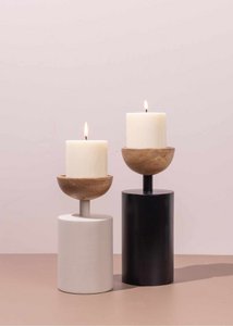 Kaarshouder | Zuil Zwart Hout | Wit
