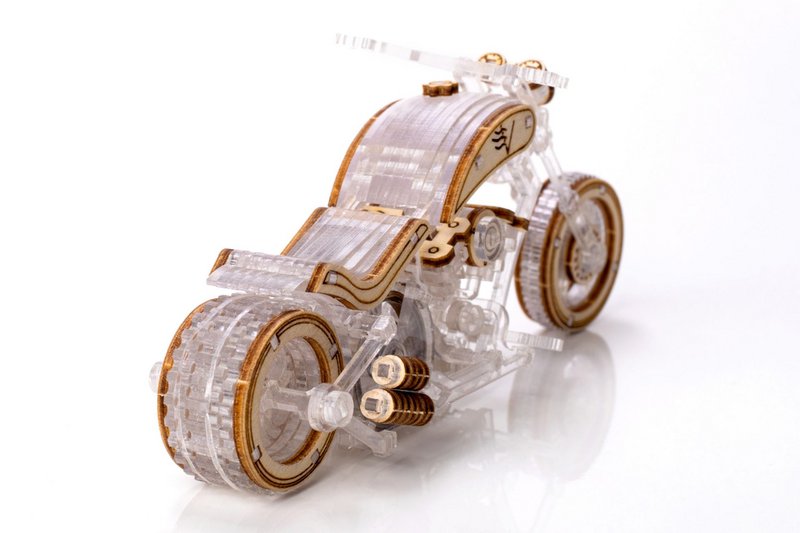 Blondemodeller Træ 3D-modelbyggesæt Chopper-V1, AKV-01, 14x4,1x6,2 cm
