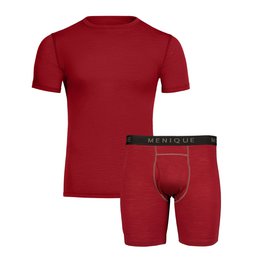 Men's Short Sleeve Top and Boxer Shorts Set 160 Royal Cherry