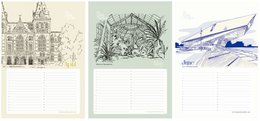Verjaardagskalender Amsterdam Icons - Annet Weelink Design Amsterdam Schetsen - A4 - Eeuwigdurende Kalender - Premium Papier