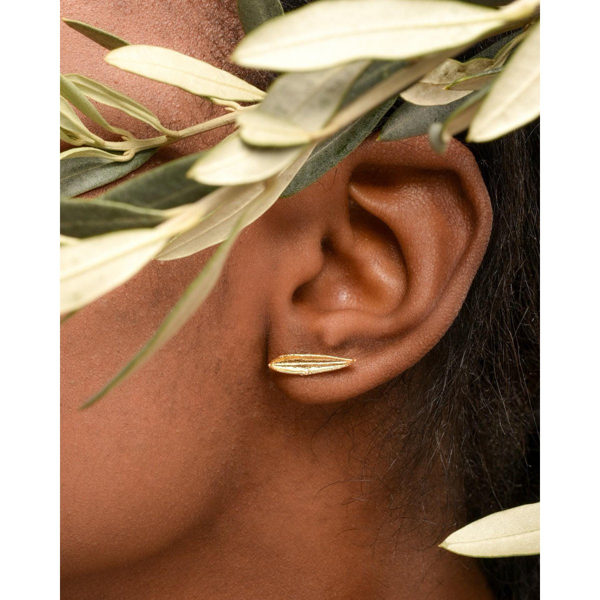 Olive Leaf Stud Earrings: Dainty Gold and Sterling Silver - Handmade