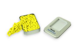 Yellow textured sensory beads, fidget toy, tactile stimulation, stress relief beads.