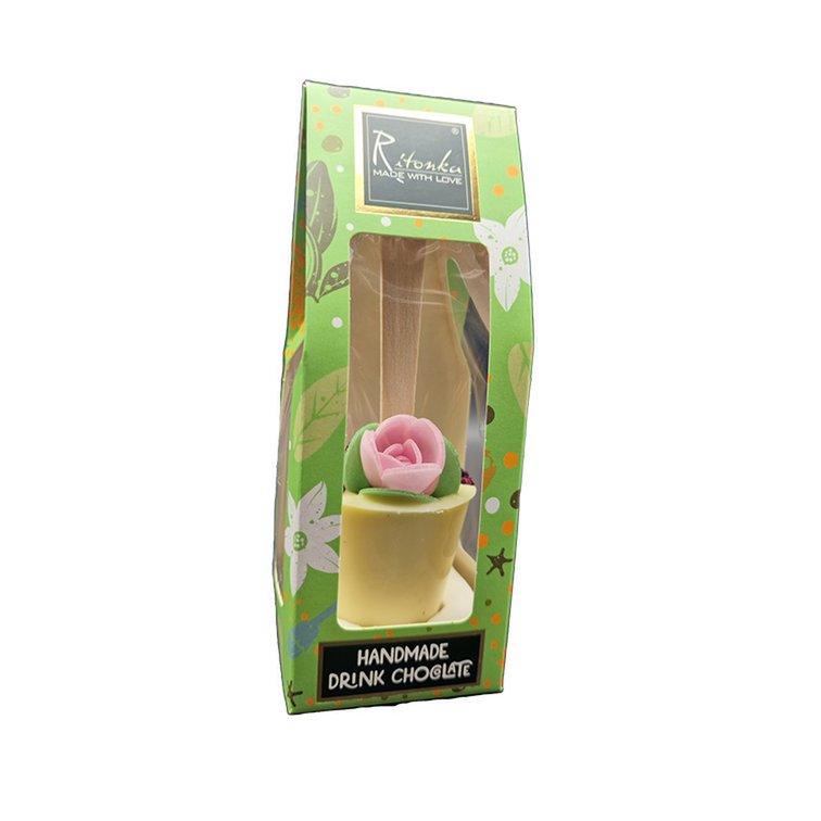 Weiße Trinkschokolade am Stick - Rose, Blume